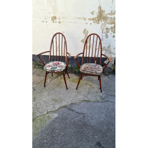 83 - Pair of 2 Ercol Quaker Elm Carver Dining Chairs