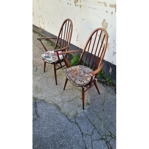 83 - Pair of 2 Ercol Quaker Elm Carver Dining Chairs