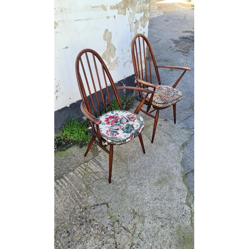 83 - Pair of 2 Ercol Quaker Elm Carver Dining Chairs