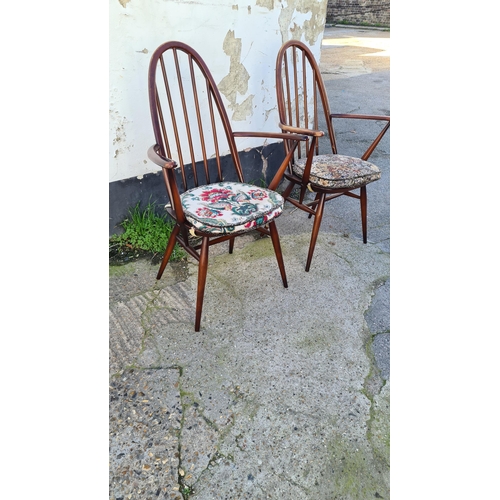 83 - Pair of 2 Ercol Quaker Elm Carver Dining Chairs