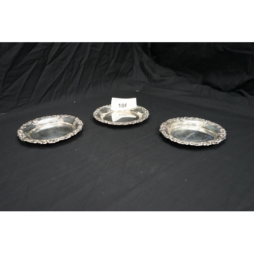 10f - Set of 3 900 Grade Silver Dishes (241g) 14cm Diameter