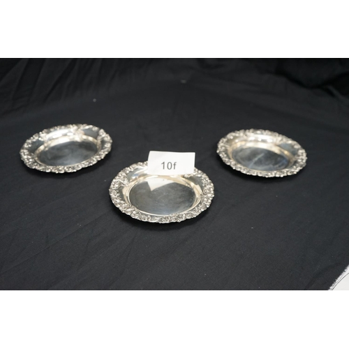 10f - Set of 3 900 Grade Silver Dishes (241g) 14cm Diameter