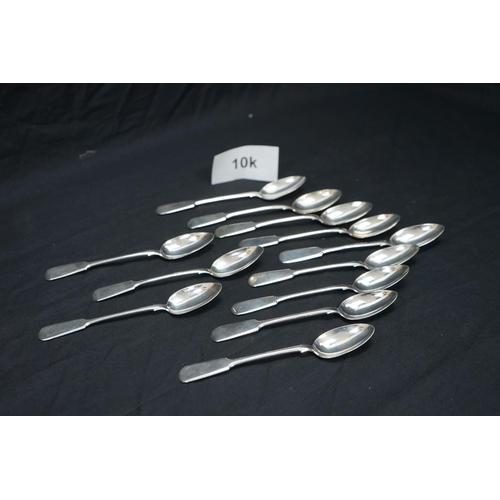 10k - Lot of 12 Russian Hallmarked Silver Spoons 300g