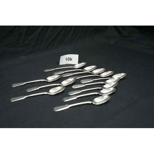 10k - Lot of 12 Russian Hallmarked Silver Spoons 300g