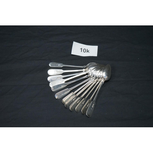 10k - Lot of 12 Russian Hallmarked Silver Spoons 300g