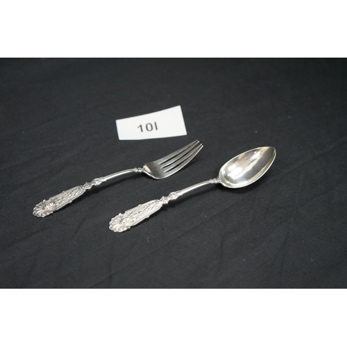 10l - Russian Hallmarked Silver Spoon and Fork (82.8g)