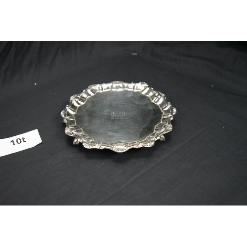 10t - Unusual White Metal Salver 18.5cm