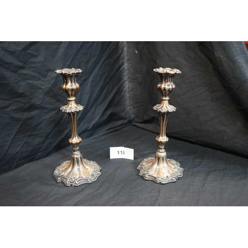 11l - Pair of Old Silver Plated Candlesticks 27cm Tall