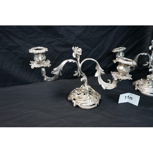 11n - A Good Pair of Heavy Detailed Silver Plated Candlesticks