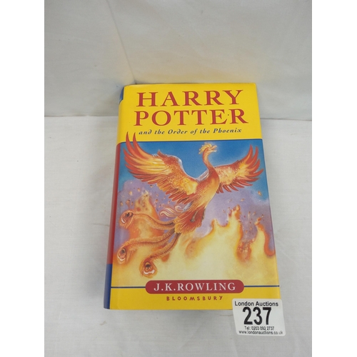 237 - Harry Potter and the Order of the Phoneix First Edition Hardback Book