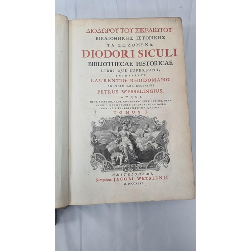 1h - Diodorus of Sicily - Bibliotheca Historica. 2 Folio Volumes. published 1746 in Amsterdam by Sumptibu... 