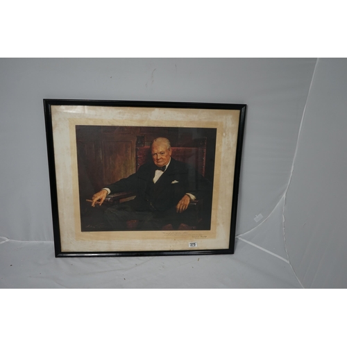 766 - After Arthur Pan.Portrait of Sir Winston Churchill 1940s Large Framed Print published by Frost & Ree... 