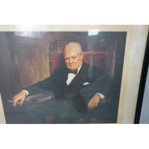 766 - After Arthur Pan.Portrait of Sir Winston Churchill 1940s Large Framed Print published by Frost & Ree... 