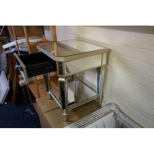 66 - Brand New Mirrored Bedside Cabinet