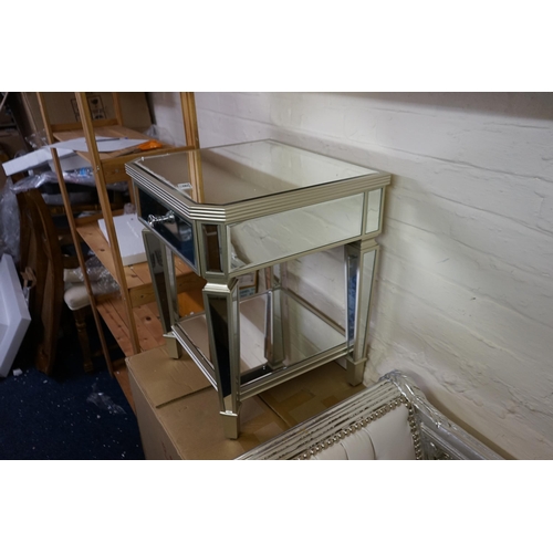 66 - Brand New Mirrored Bedside Cabinet