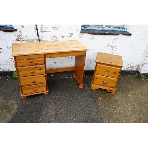 748 - Pine Desk and a Pine Bedside Cabinet