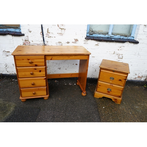 748 - Pine Desk and a Pine Bedside Cabinet