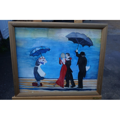 781 - After Jack Vettriano -The Singing Butler. Framed Amateur Watercolour