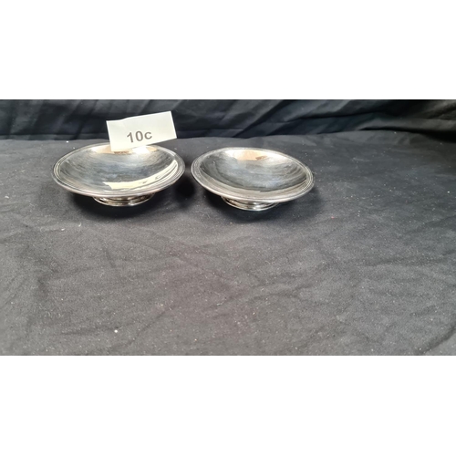 10c - Pair of Maplin and Webb Hallmarked Silver Footed Dishes (220g) 12cm Diameter