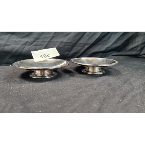 10c - Pair of Maplin and Webb Hallmarked Silver Footed Dishes (220g) 12cm Diameter