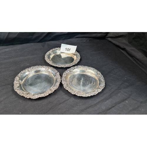 10f - Set of 3 900 Grade Silver Dishes (241g) 14cm Diameter