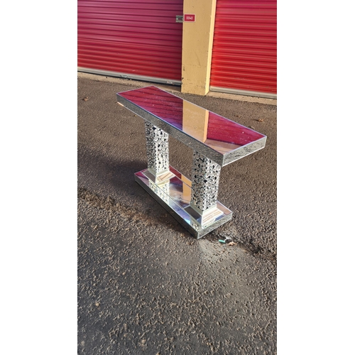 754 - Crushed Diamond Mirrored Glass Console Table (JZH-1839) 129cm x 44cm x 87cm