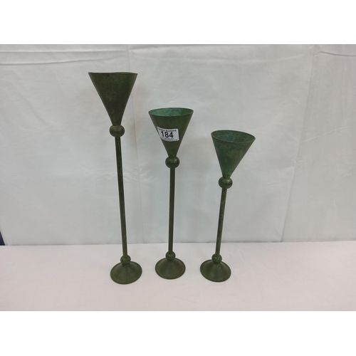 70 - Set of 3 Bronze Effect Graduated Candle Holders