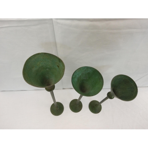 70 - Set of 3 Bronze Effect Graduated Candle Holders