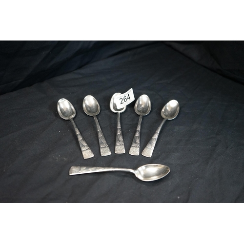 190 - Lot of 6 White Metal Teaspoons 130.3g