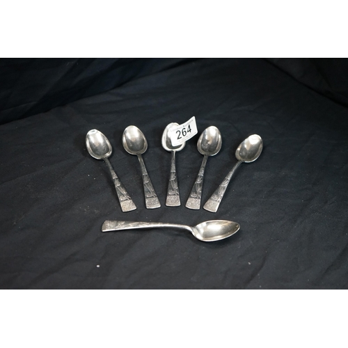 190 - Lot of 6 White Metal Teaspoons 130.3g