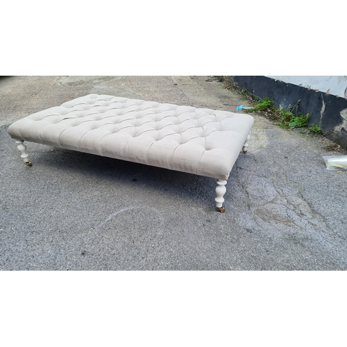 793 - Large Contemporary White Upholstered Foot Stool