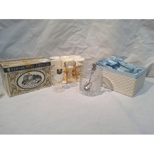 101 - Boxed set of Edinburgh crystal Thistle licqueur glasses