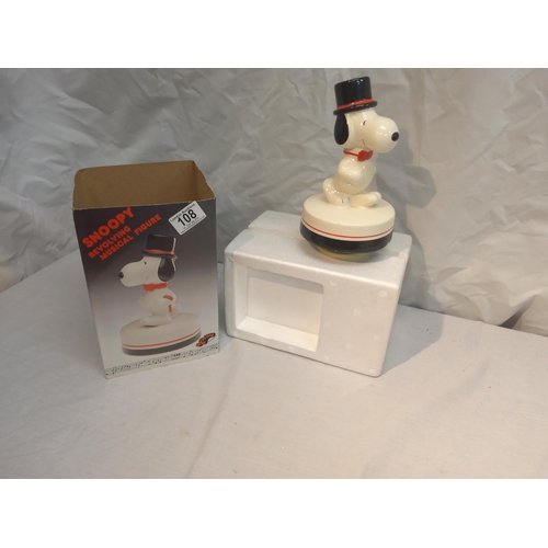 108 - Vintage Boxed Aviva Snoopy revolving musical figure