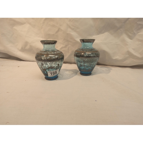 198 - Pair of Murano Style Decorated Glass Vases