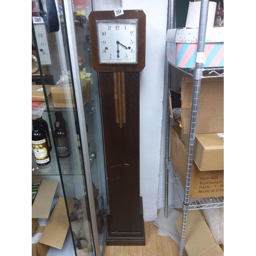 254 - 1930s Oak Cased Grandmother Clock