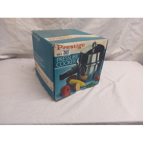 263 - Vintage Unused Boxed Prestige Pressure Cooker