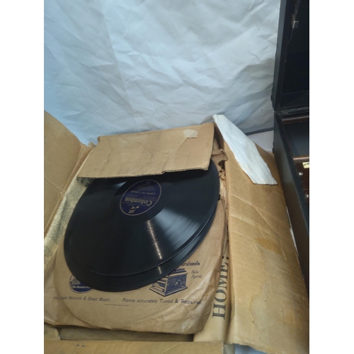 266 - His Masters Voice Portable Picnic Gramaphone and Assorted 78s