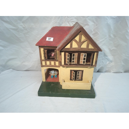 97 - Vintage dolls house and contents including furniture etc.