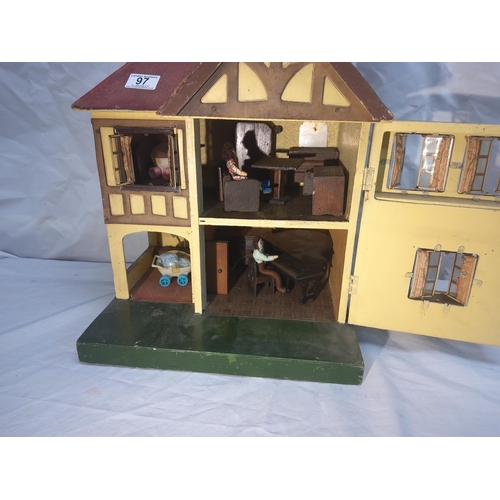 97 - Vintage dolls house and contents including furniture etc.