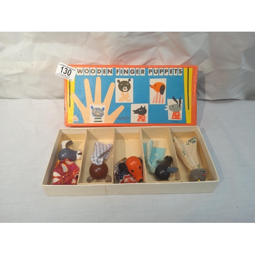 130 - Vintage Set of Tofa Wooden Finger Puppets