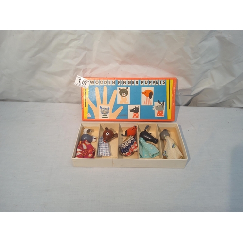 130 - Vintage Set of Tofa Wooden Finger Puppets