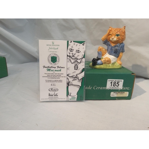 185 - Mint and Boxed Beswick Footballing Felines Figurine