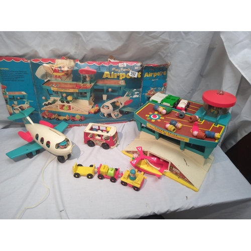 252 - Vintage Fisher Price Play Family Airport Set