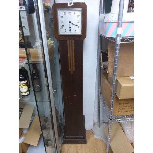 254 - 1930s Oak Cased Grandmother Clock