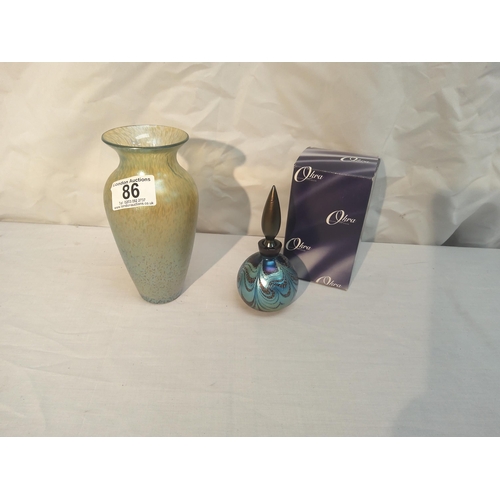 86 - Two Okra glass vases-one is boxed