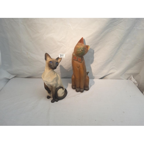 311 - Wooden Cat and a Ceramic Cat