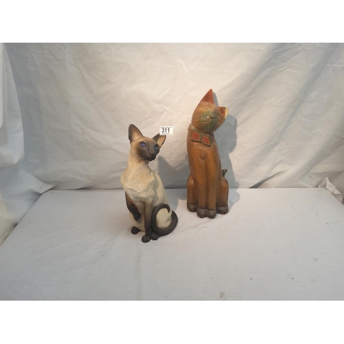 311 - Wooden Cat and a Ceramic Cat