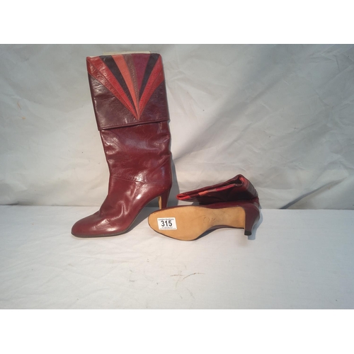 315 - Pair of Vintage Enzo Albanese Size 36.5 Leather Boots Unworn