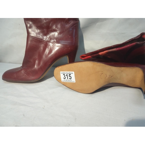 315 - Pair of Vintage Enzo Albanese Size 36.5 Leather Boots Unworn