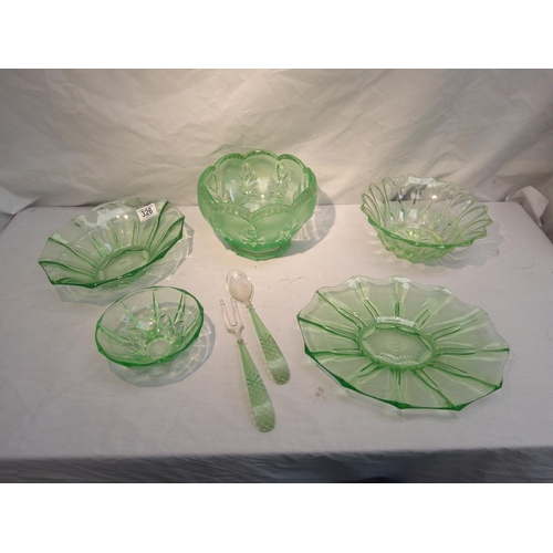 326 - Good Lot of Art Deco Uranium Glass